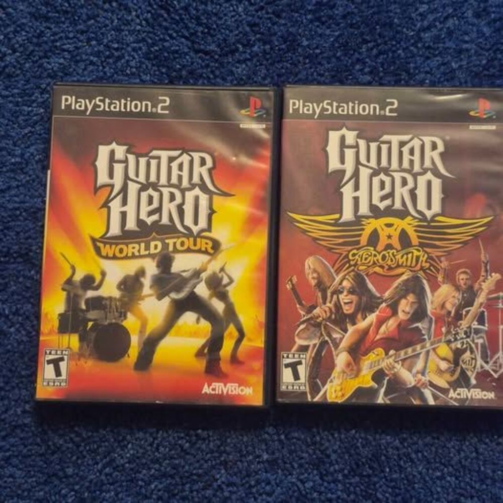2 Guitar Hero Playstation 2 Games,  Aerosmith and World Tour
